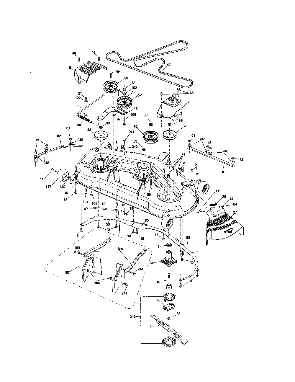 Mower deck Diagram and Parts List for GT54CS-96043022500  Husqvarna Lawn Tractor