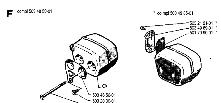 Muffler Diagram and Parts List for 242 19900100001-19941400000 Husqvarna Chainsaw