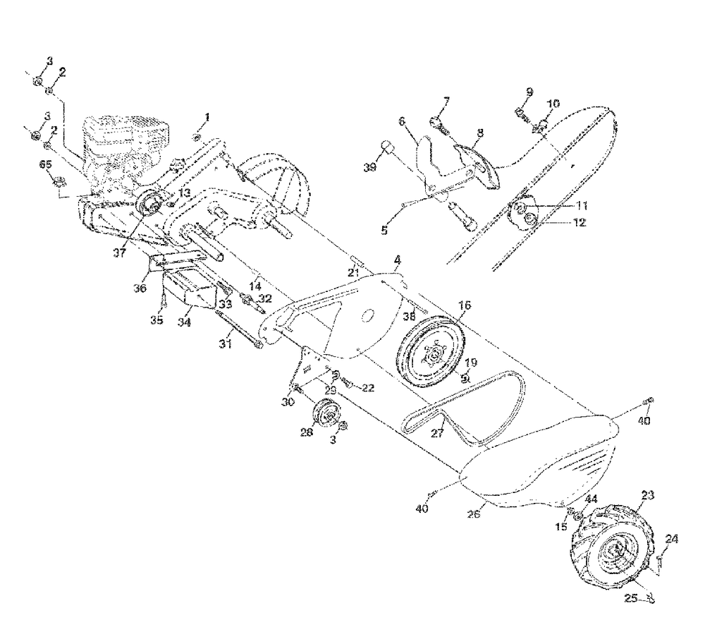 Mainframe, Left Side Diagram and Parts List for 650CRT (954328030-C)(2002-11) Husqvarna Tiller