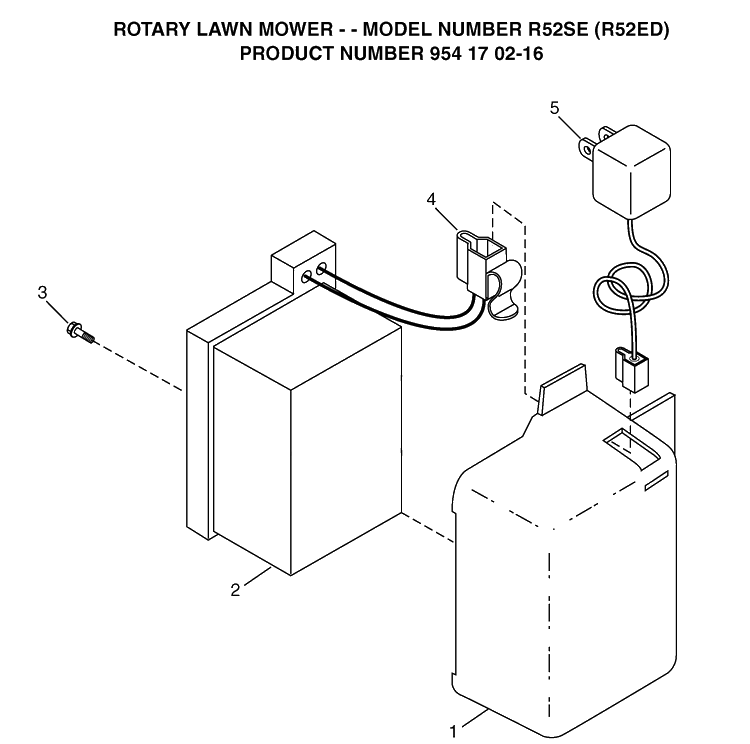 Battery Diagram and Parts List for R52SE-R52ED 2004-01 Husqvarna Lawn Mower