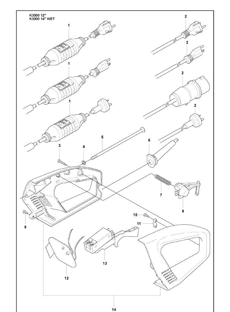Cable Assy And Engine Protection And Handle Assy And Switch Diagram and Parts List for K3000 2009-03 Husqvarna Lawn Tractor Accessories