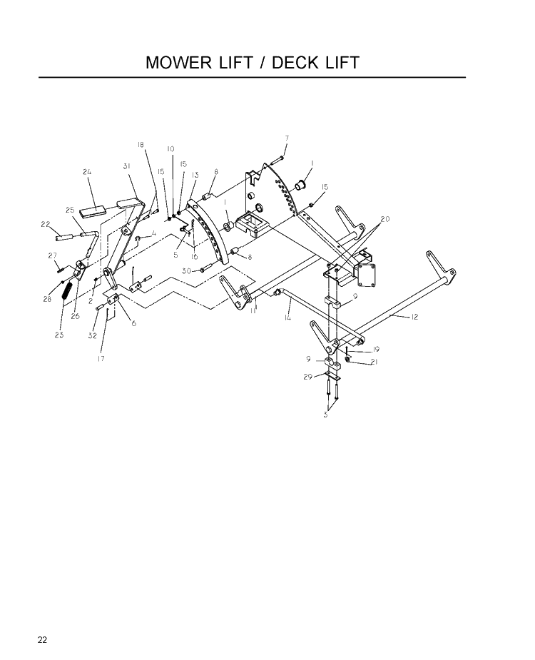 Mower Lift / Deck Lift Diagram and Parts List for IZ5223 (968999707)(2007-09) Husqvarna Lawn Mower