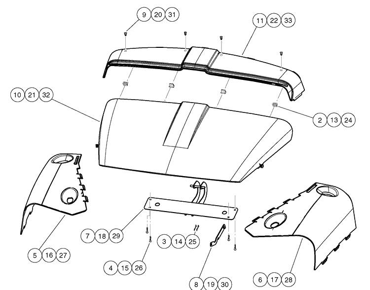 Cowl Assembly Diagram and Parts List for HUV4421GXP 2009 Husqvarna Lawn Tractor