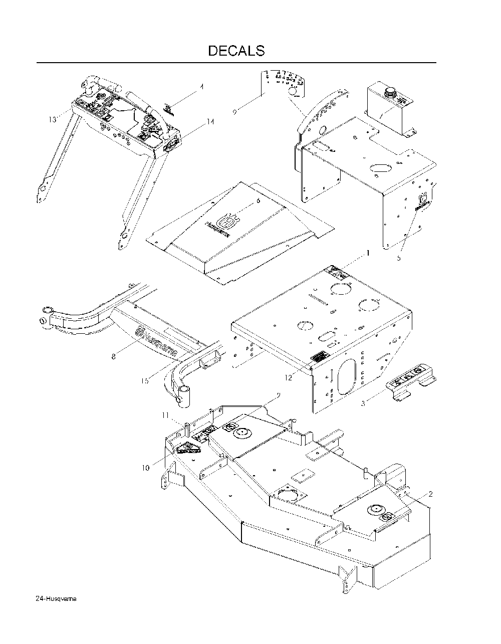 Decals Diagram and Parts List for WH5219EFQ968999253 2008-08 Husqvarna Lawn Mower