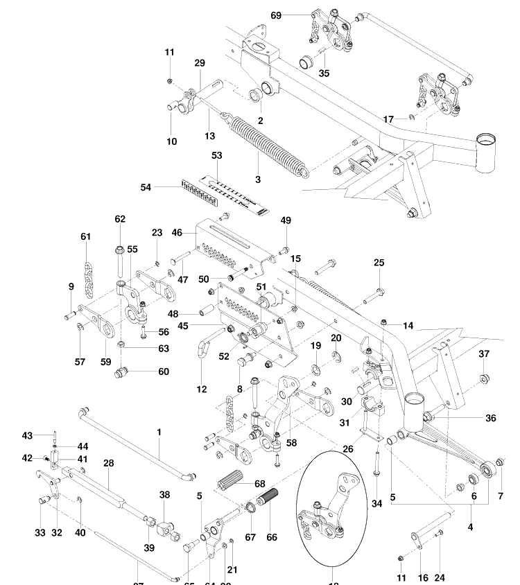 Mower Lift Deck Diagram and Parts List for PZ29D (966554801)(2010-03) Husqvarna Lawn Mower
