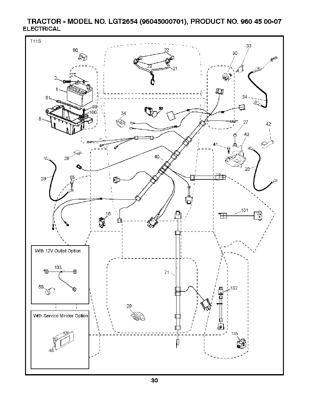 Electrical Diagram and Parts List for LGT265496045000701 2008-01 Husqvarna Lawn Tractor