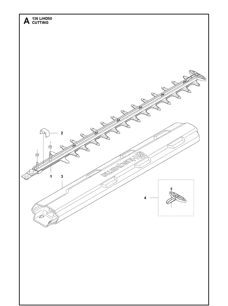 Cutting Blade Diagram and Parts List for 136LIHD50  Husqvarna Hedge Trimmer