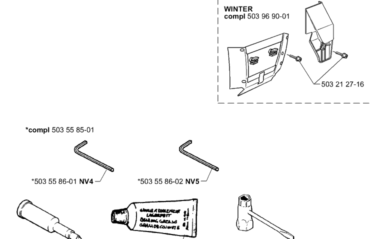 Accessories Diagram and Parts List for 362EPA 1999-11 Husqvarna Chainsaw