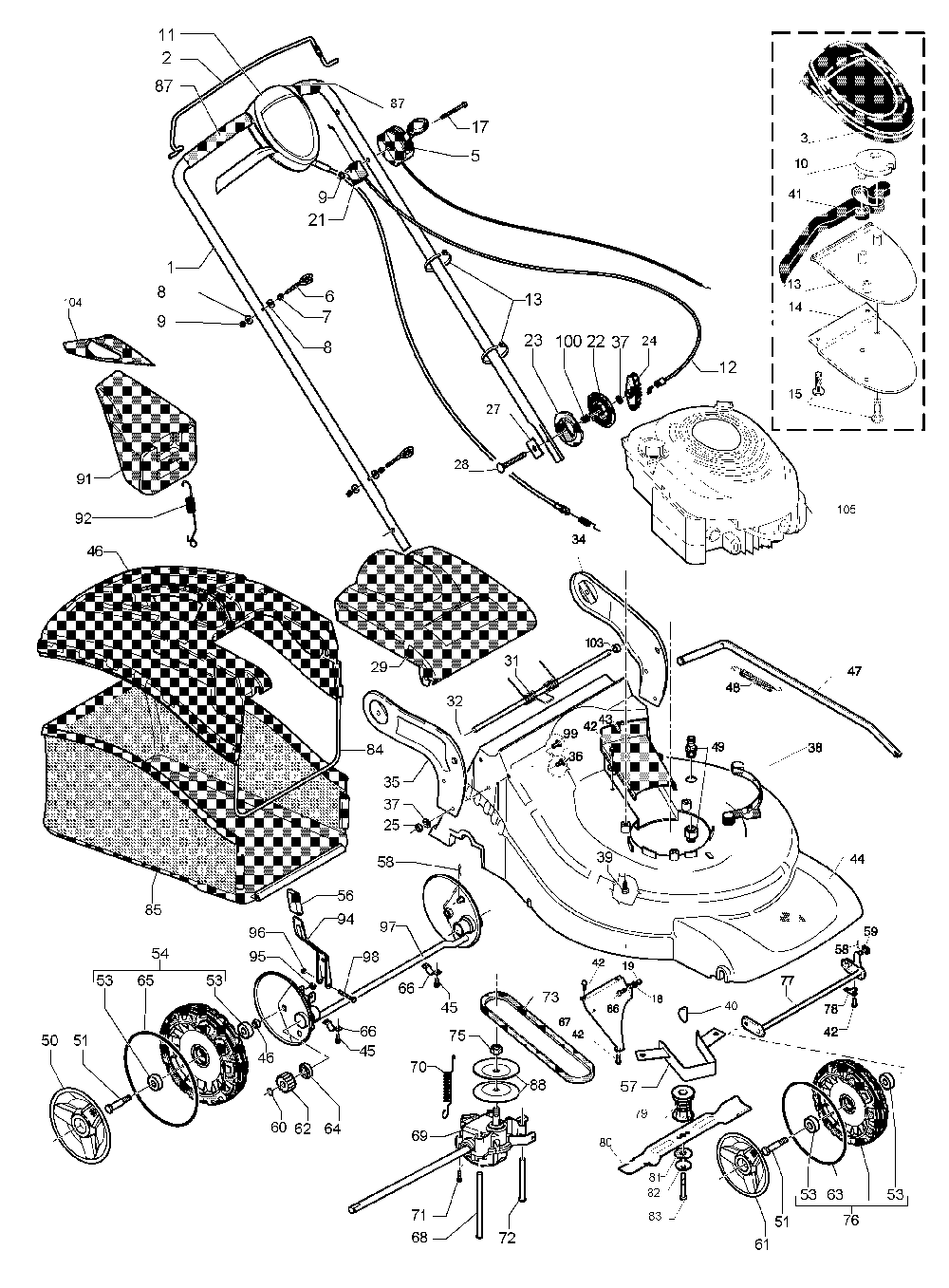 Product Complete Diagram and Parts List for R150SV (965159502)(2007-04) Husqvarna Lawn Mower