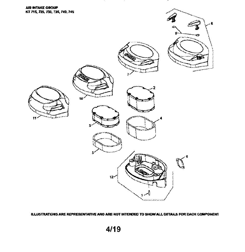 Air intake Diagram and Parts List for TS354X-96043029500  Husqvarna Lawn Tractor