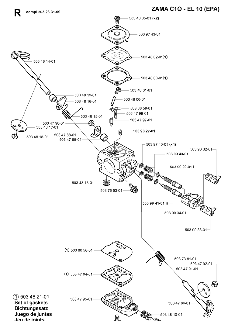 Carburetor Details 2 Diagram and Parts List for 245 20010100001-Current Husqvarna Brush Cutter