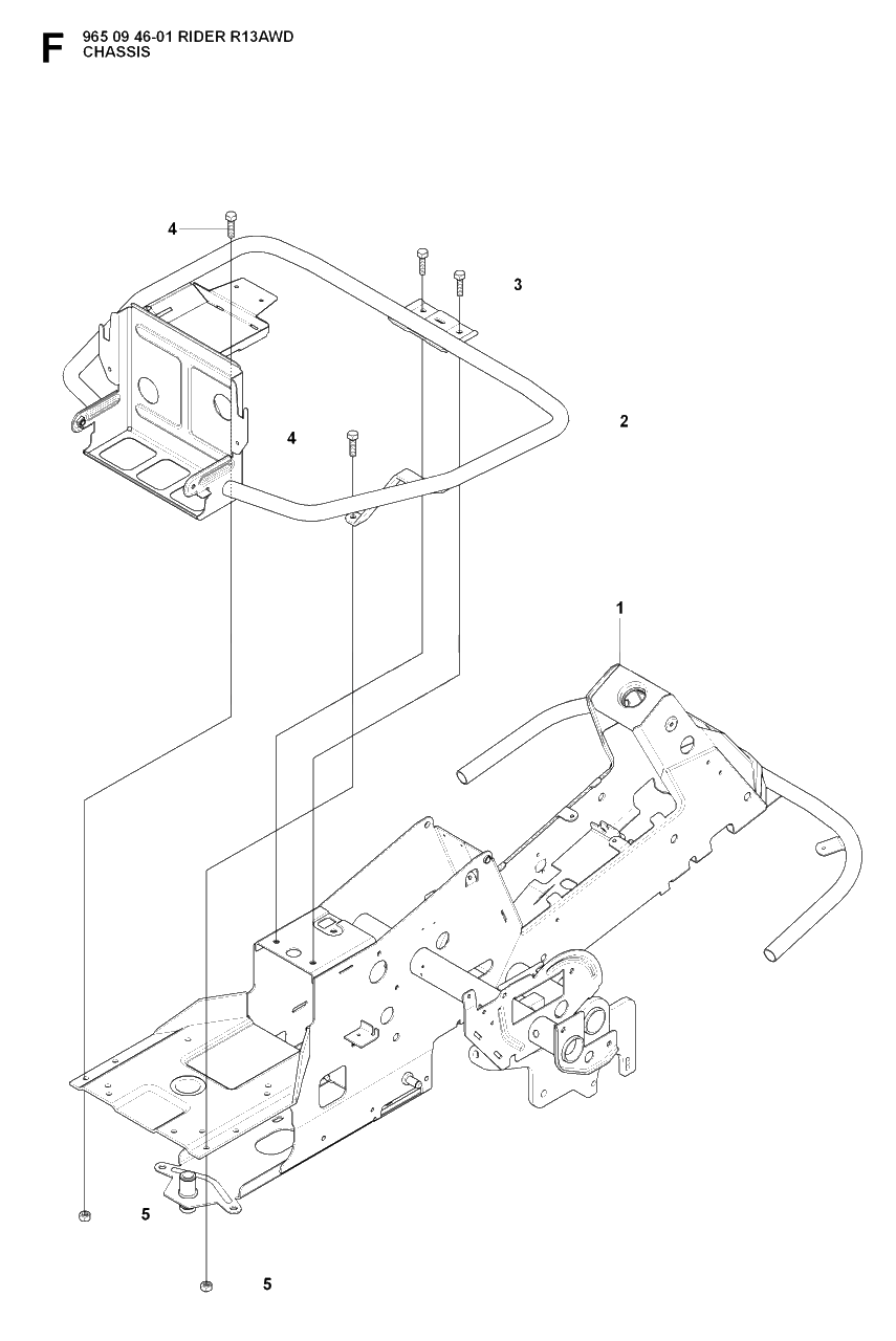 Chassis / Frame Diagram and Parts List for R13AWD (965094601)(2007-01) Husqvarna Lawn Tractor