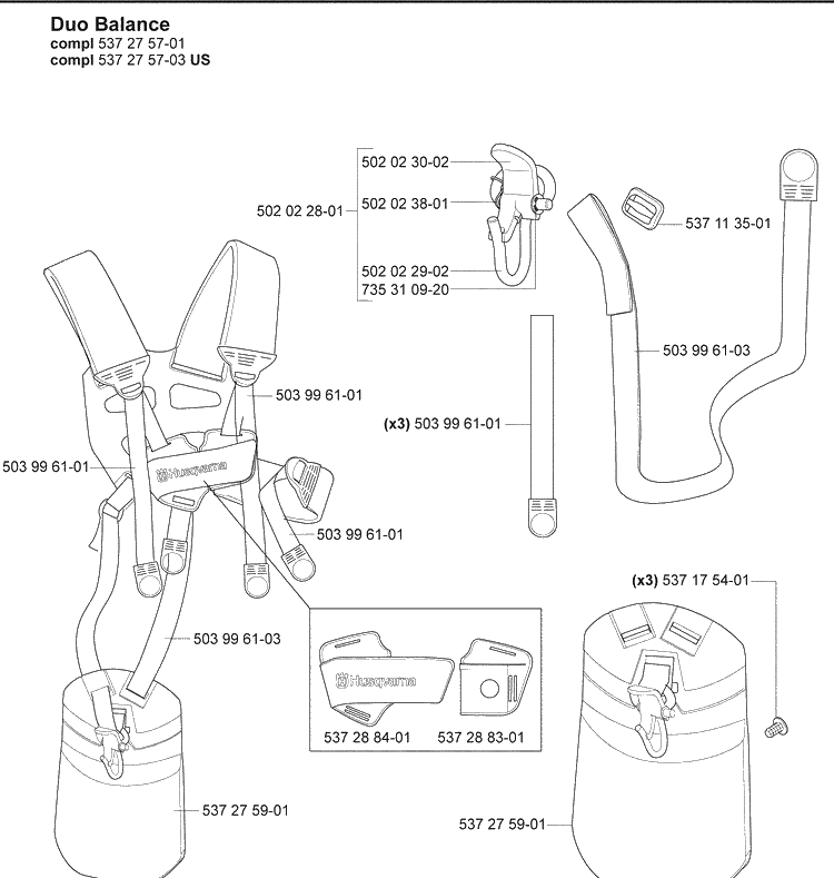 Harness Diagram and Parts List for 232L 2007-01 Husqvarna Trimmer