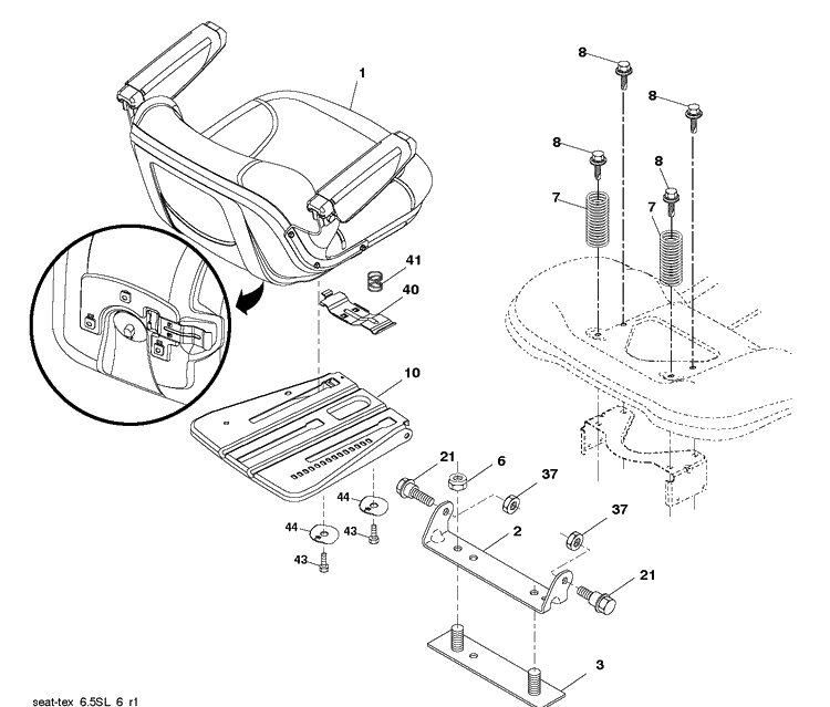 Seat Diagram and Parts List for TC342T (96051014801)(2017-09) Husqvarna Lawn Tractor