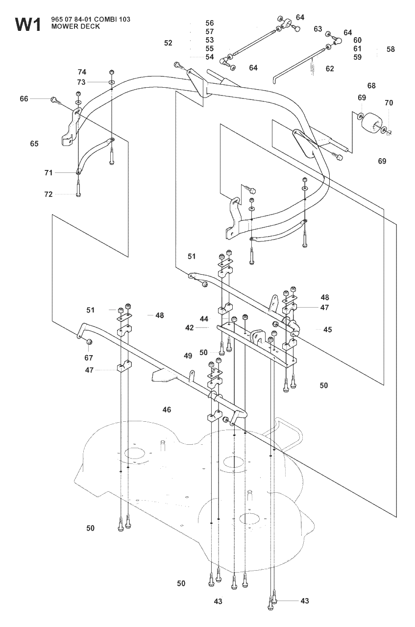 Mower Deck / Cutting Deck 3 Diagram and Parts List for R175AWD (965105001)(2008-06) Husqvarna Lawn Tractor