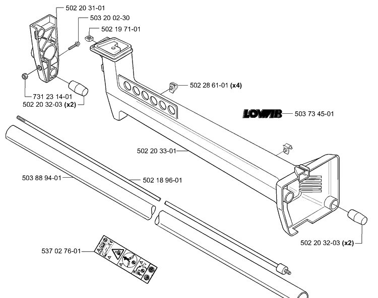 Shaft/Tube 235 Diagram and Parts List for 235R 2000-10 Husqvarna Brush Cutter
