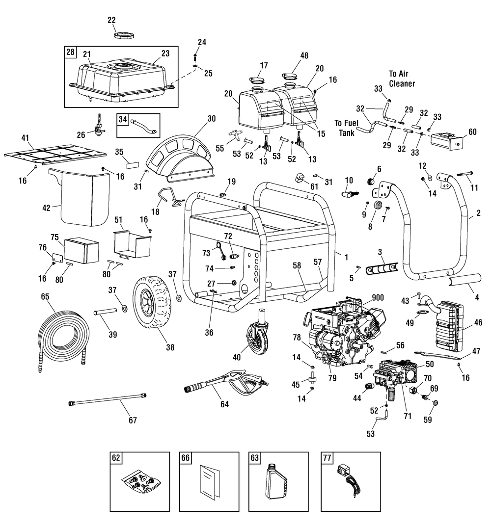 Main Unit (316335) Diagram and Parts List for 020524-00  Husqvarna Pressure Washer