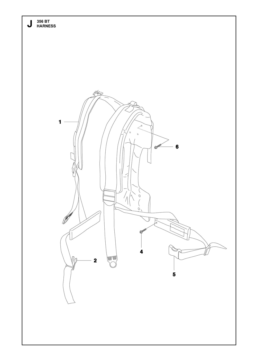 Harness Diagram and Parts List for 356BTX  Husqvarna Leaf Blower / Vacuum