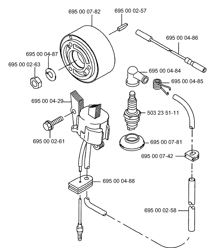 Ignition / Flywheel Diagram and Parts List for 165BT 2001-06 Husqvarna Leaf Blower / Vacuum