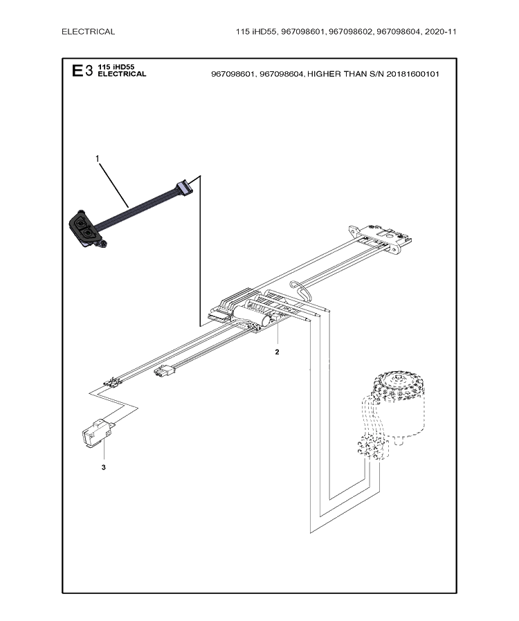 Electrical Diagram and Parts List for 115IHD55 (967098602)(20170100001-20171000000) Husqvarna Hedge Trimmer