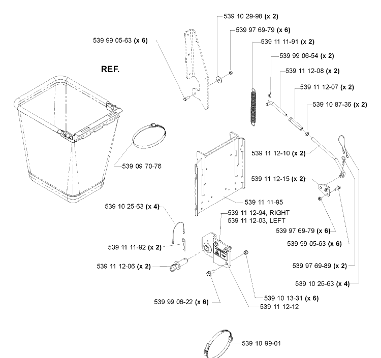 Accessories (Collection System Mounting Kit) Diagram and Parts List for IZ4217 (968999254)(2005-03) Husqvarna Lawn Mower