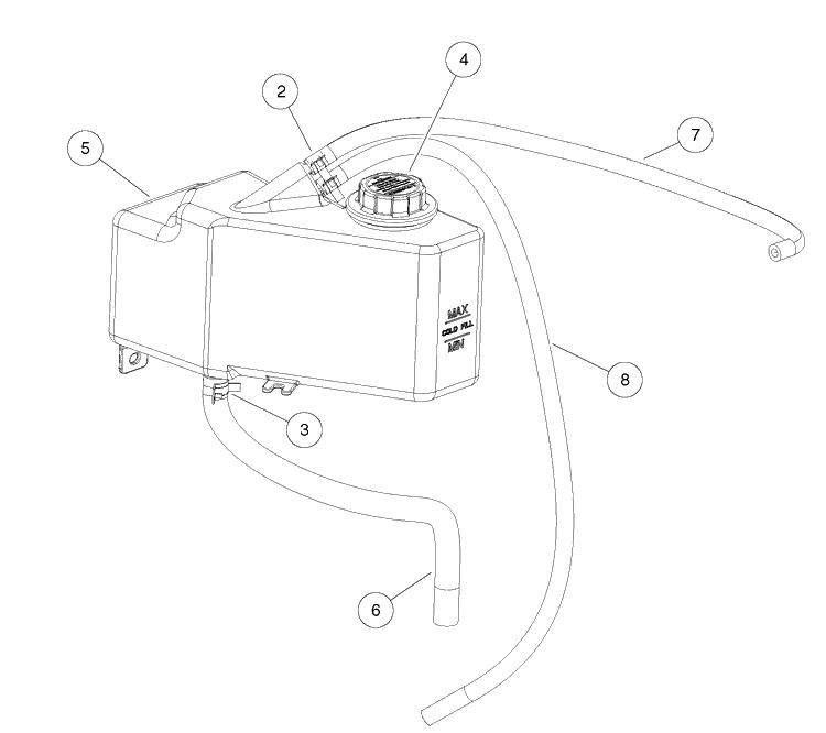 Coolant Expansion Tank Diagram and Parts List for HUV4421GXP 2009 Husqvarna Lawn Tractor