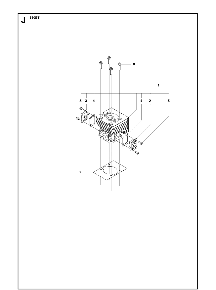 Cylinder Diagram and Parts List for 530BT 20123800001-Current Husqvarna Leaf Blower / Vacuum