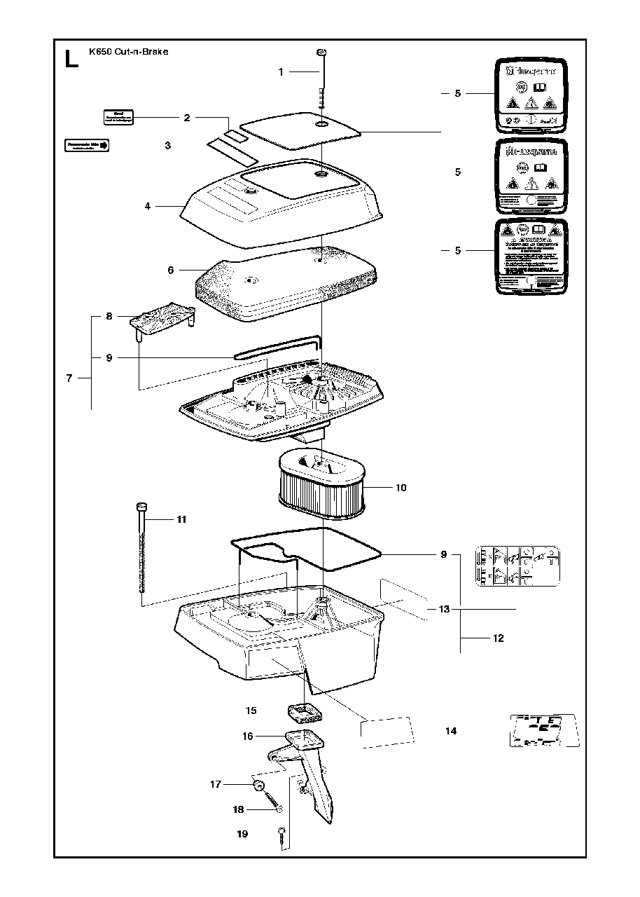 Cylinder Cover Diagram and Parts List for K650CUT-N-BREAK 2007-01 Husqvarna Circular Saw