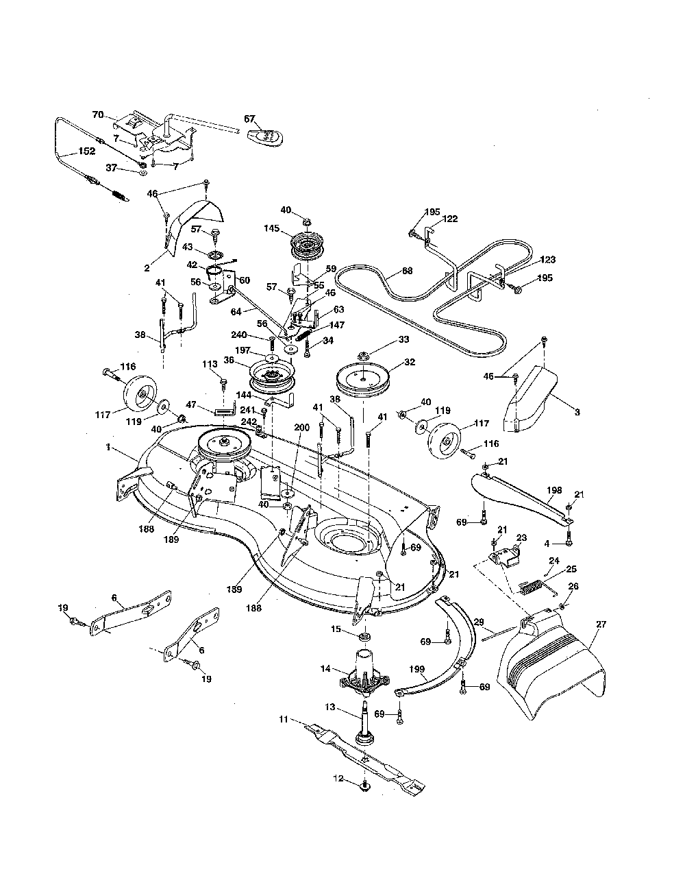 Mower deck Diagram and Parts List for YTA22V46-96045005100  Husqvarna Lawn Tractor