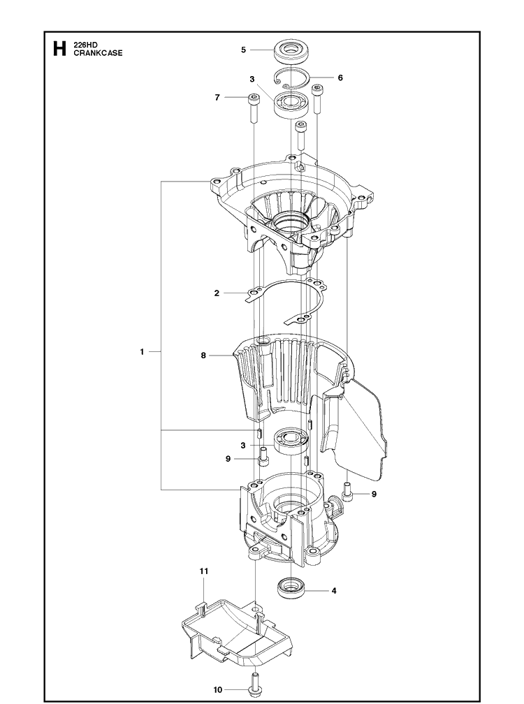 Crankcase Diagram and Parts List for 226HD60S (967279804)(20171000001-Current) Husqvarna Hedge Trimmer