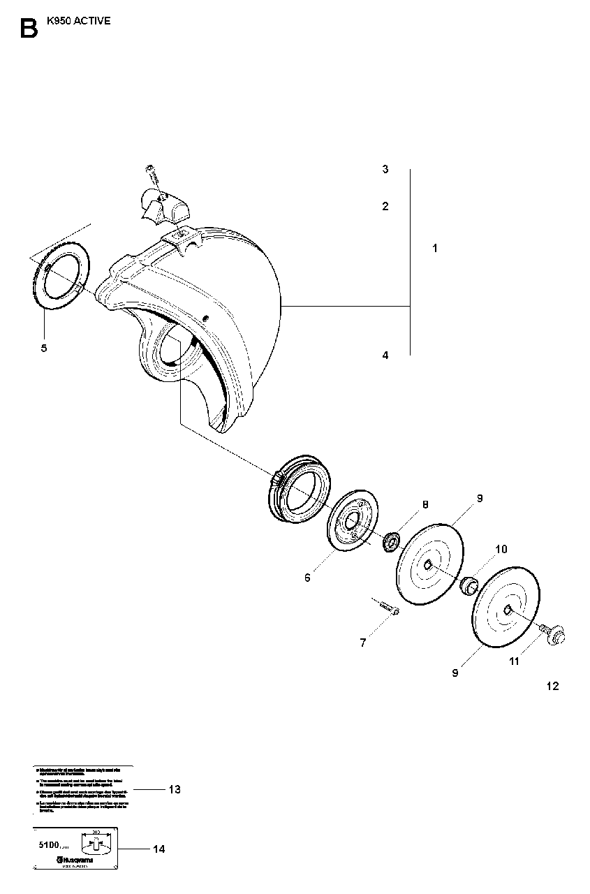 Wheels And Tires Diagram and Parts List for K950 2007-01 Husqvarna Circular Saw