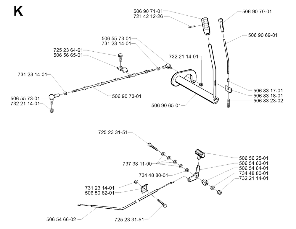 Controls Diagram and Parts List for R11BIO 2001-01 Husqvarna Lawn Tractor