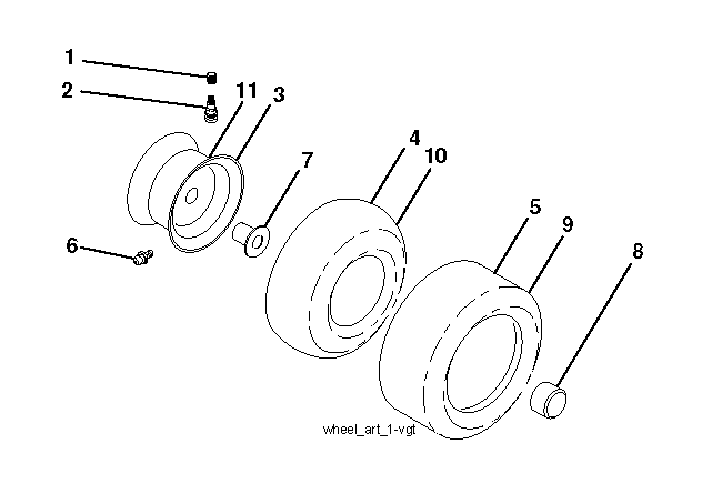 Wheels And Tires Diagram and Parts List for GTH260TWIN (96041004502)(2008-09) Husqvarna Lawn Tractor
