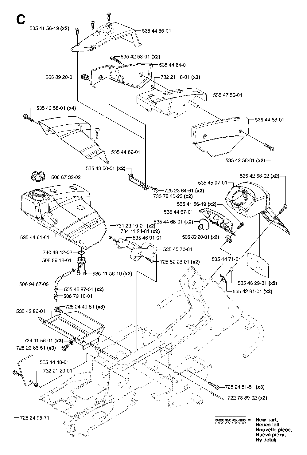 Cover Diagram and Parts List for RIDERPRO15 (953535001)(2004-01) Husqvarna Lawn Tractor