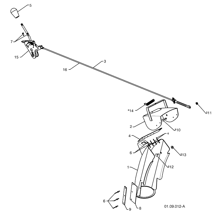 Control Panel / Discharge Chute 3 Diagram and Parts List for 13524SBXLS (961930048)(2009-07) Husqvarna Snow Blower