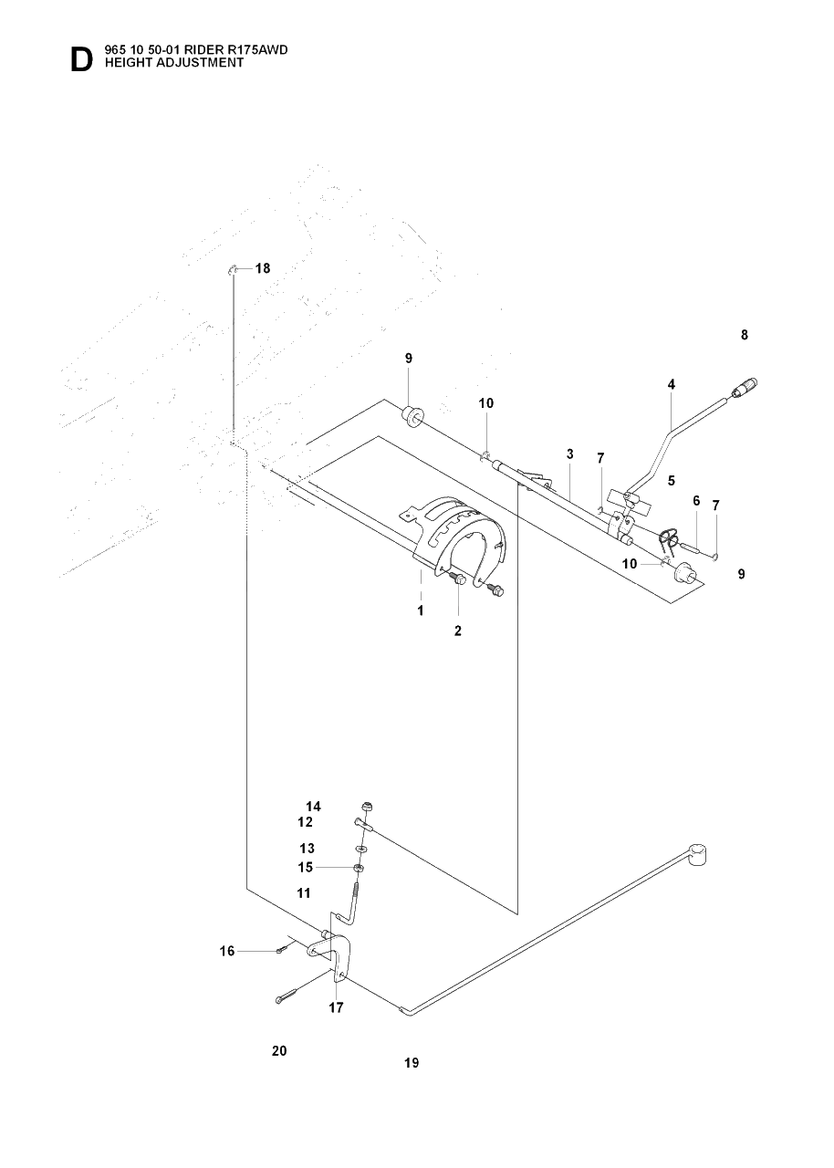 Height Adjustment Diagram and Parts List for R175AWD (965105001)(2007-01) Husqvarna Lawn Tractor