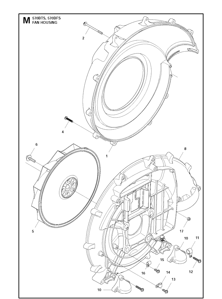 Fan Diagram and Parts List for 570BFS 20111800001-Current Husqvarna Leaf Blower / Vacuum