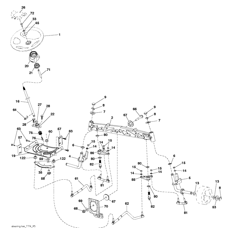 Steering Diagram and Parts List for TS238 (96041036900)(2014-09) Husqvarna Lawn Tractor