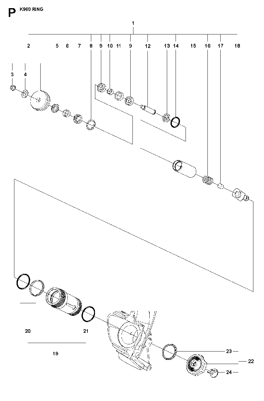 Guide Diagram and Parts List for K960RING 2008-03 Husqvarna Circular Saw