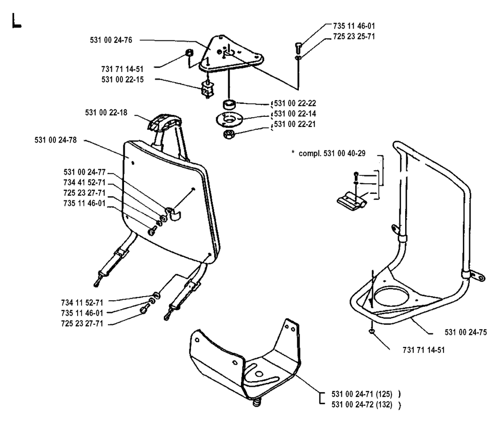 Harness Diagram and Parts List for 125RB 19931400001 & Above Husqvarna Trimmer