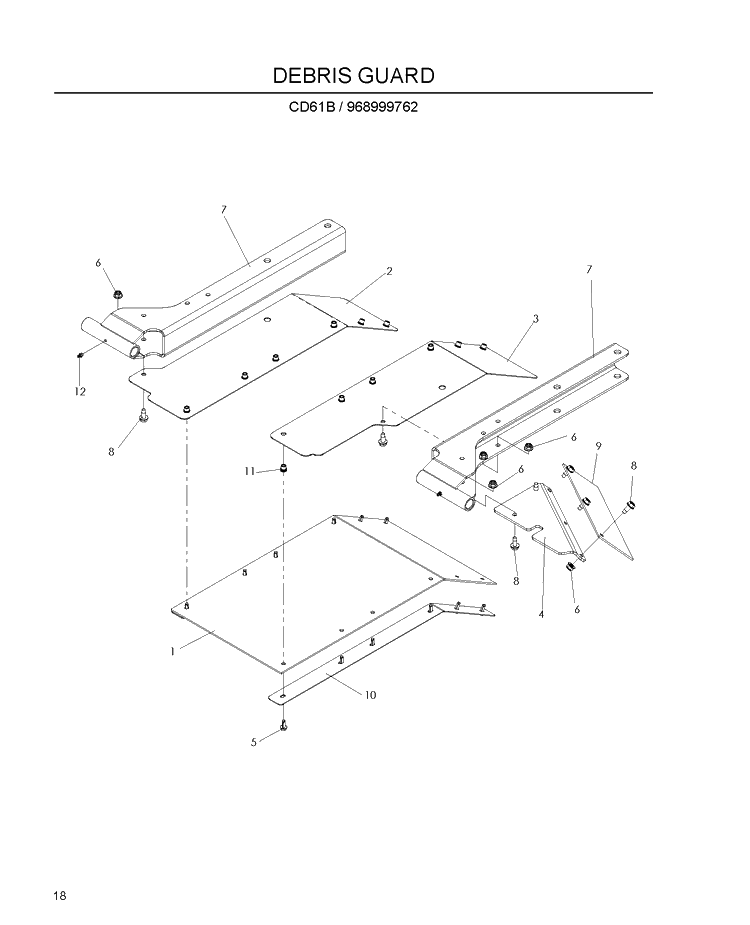 Debris Shield Diagram and Parts List for 968999762 2009-03 Husqvarna Lawn Mower
