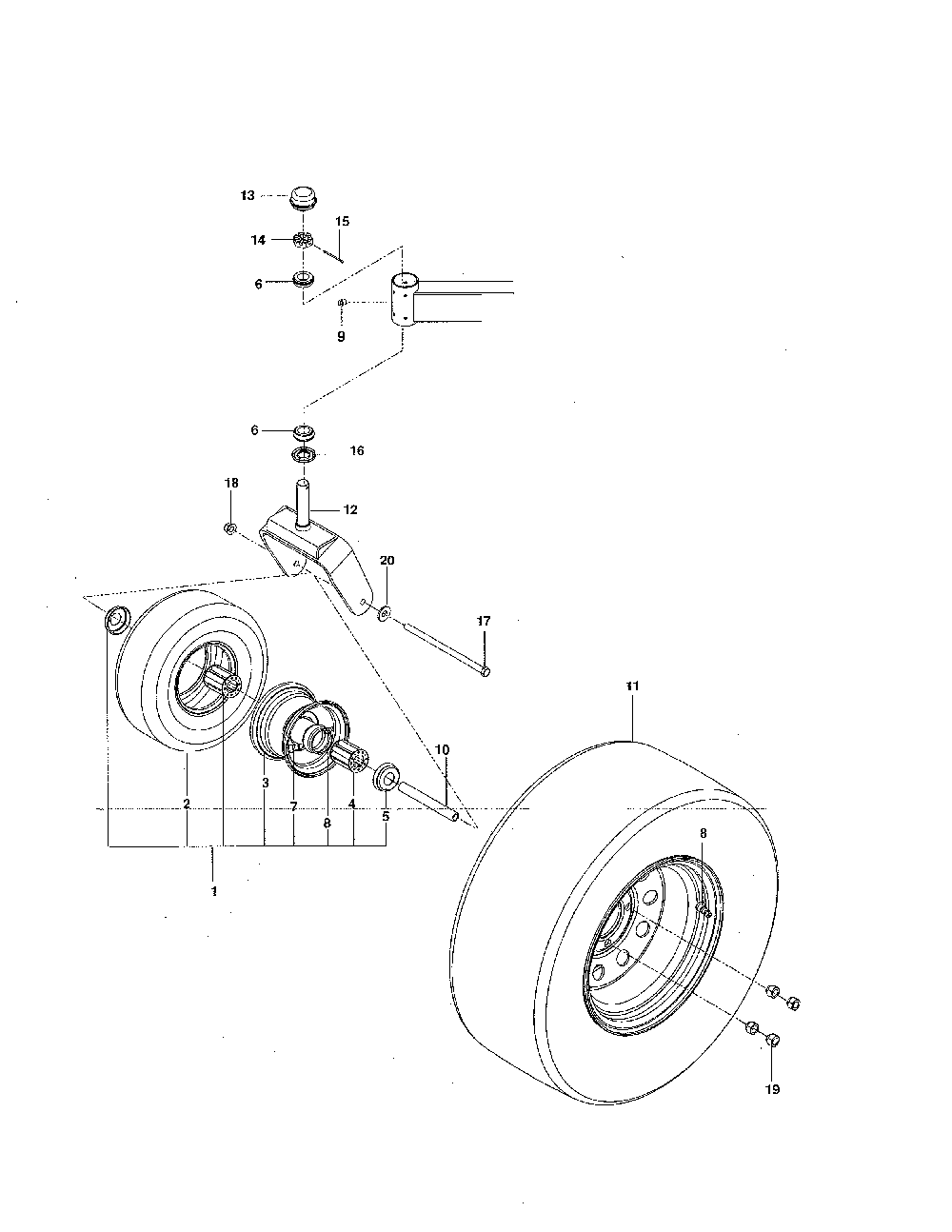 Wheels Diagram and Parts List for MZ5425S 250212 Husqvarna Lawn Mower