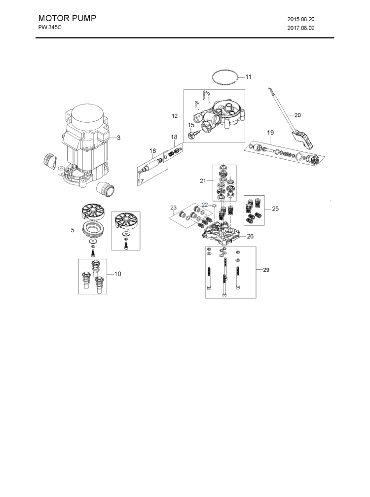 Pump Diagram and Parts List for PW345C (967677601)(2017-10) Husqvarna Pressure Washer
