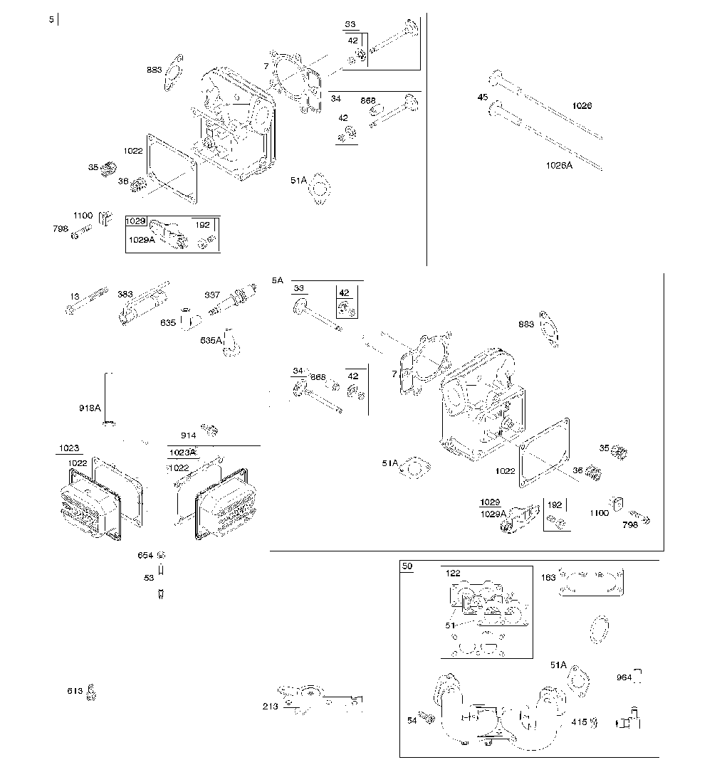 Cylinder head/rocker arm cover/intake manifold Diagram and Parts List for 967277501-01  Husqvarna Lawn Mower