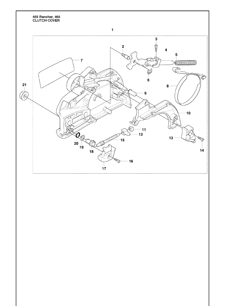 Clutch Cover Diagram and Parts List for 460 2009-10 Husqvarna Chainsaw