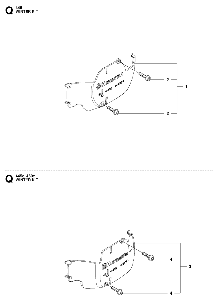 Winter Kit Diagram and Parts List for 445 20103600001-20112700000 Husqvarna Chainsaw