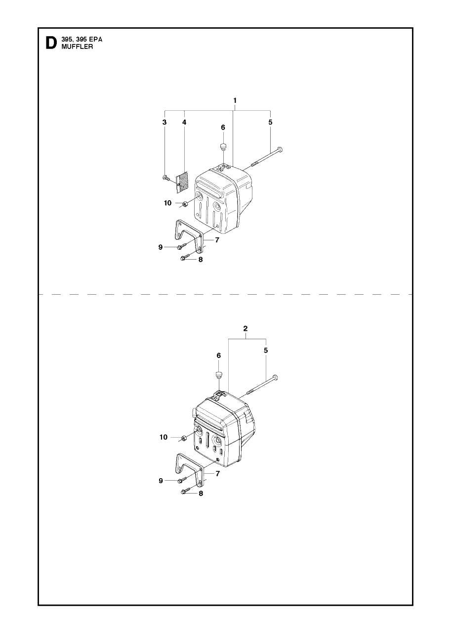 Muffler Diagram and Parts List for 395XP-XPG (EPA)(20163900001 - 20193499999) Husqvarna Chainsaw