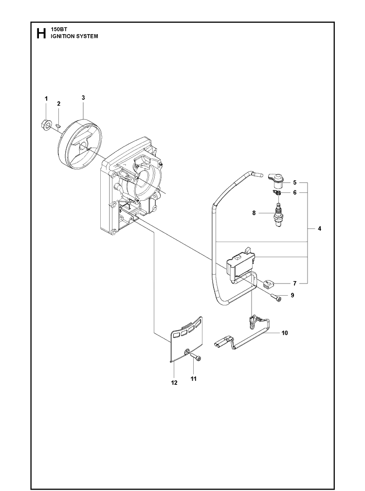 Ignition System Diagram and Parts List for 150BT  Husqvarna Leaf Blower / Vacuum