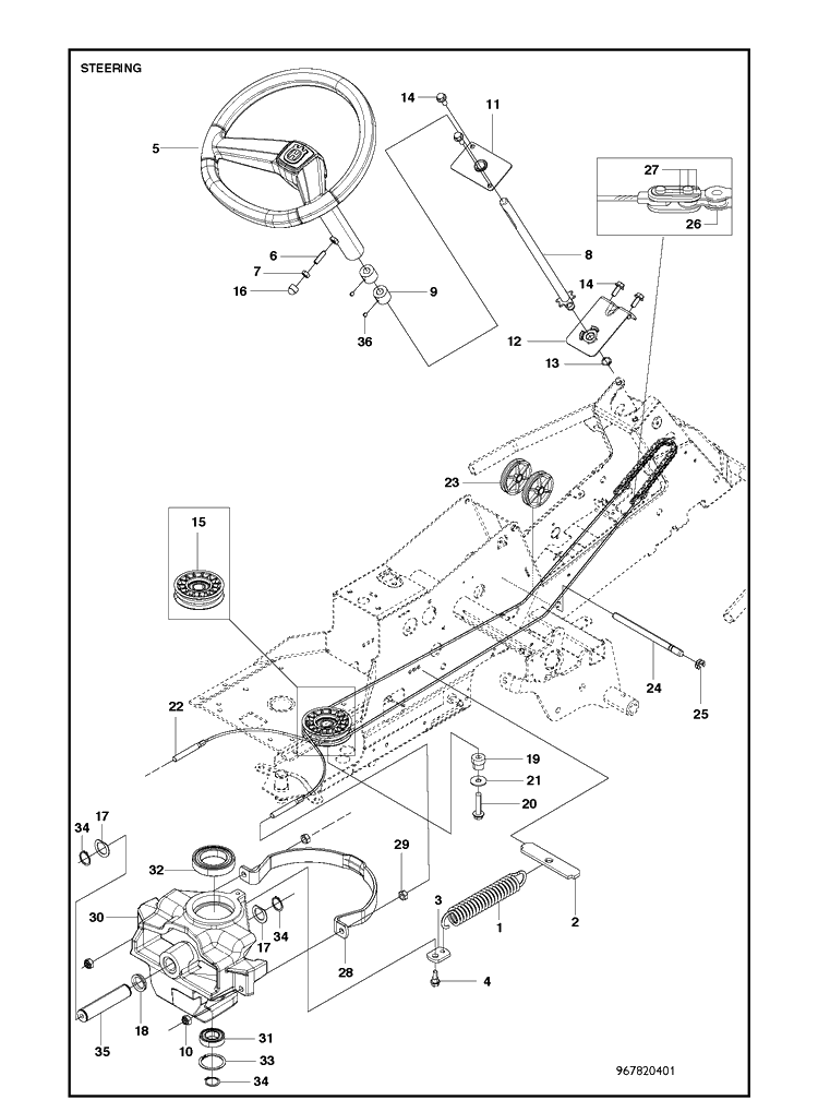 Steering 2 Diagram and Parts List for R216T AWD Husqvarna Lawn Mower