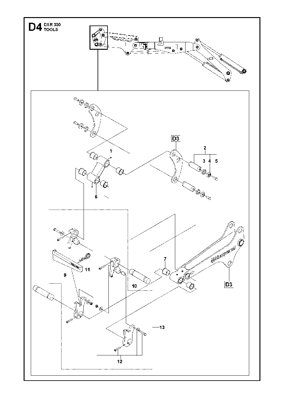 Tools Diagram and Parts List for DXR300 (1 & Above)(2013-08) Husqvarna Demolition Hammer